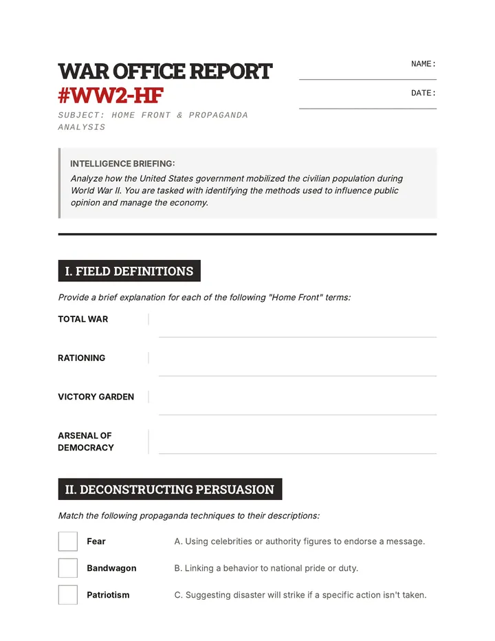 Propaganda Detectives Worksheet
