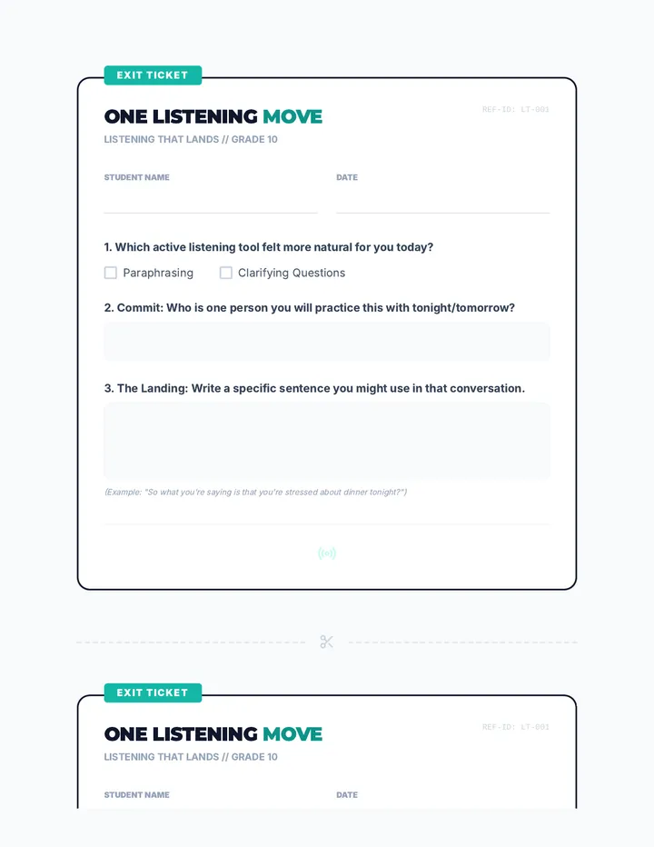 Listening Move Exit Ticket
