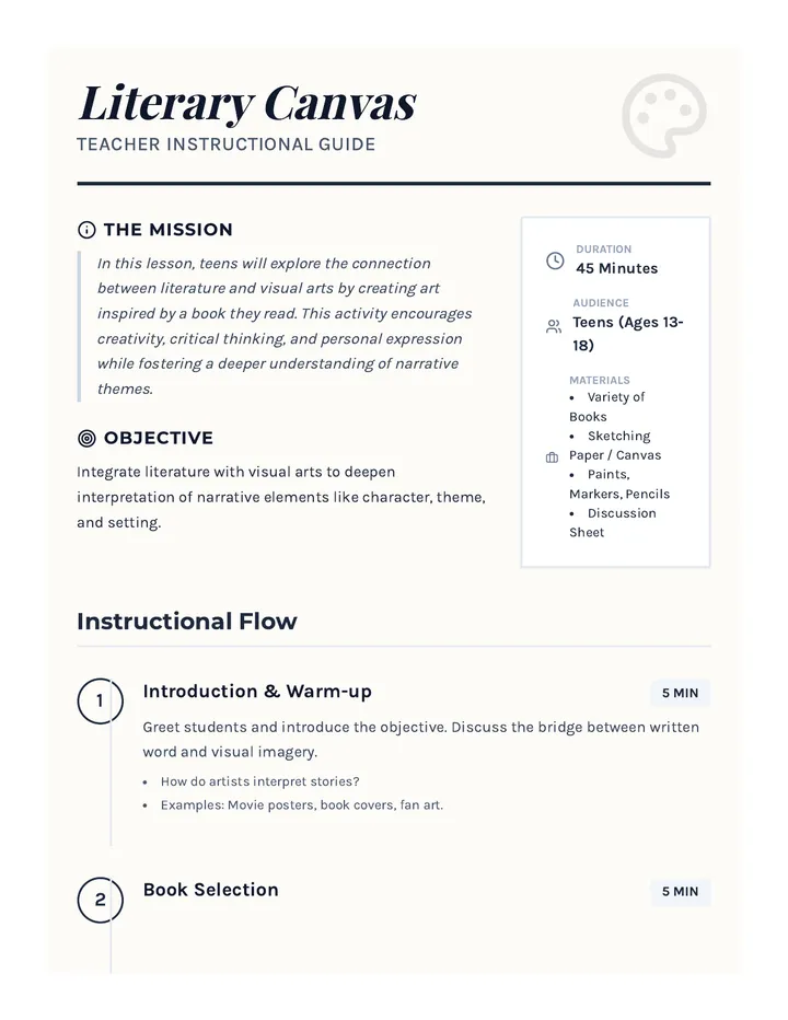 Literary Canvas Lesson Plan