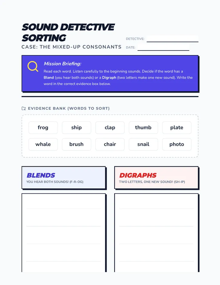 Sound Sort Worksheet