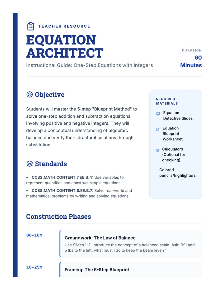 Equation Architect Teacher Guide