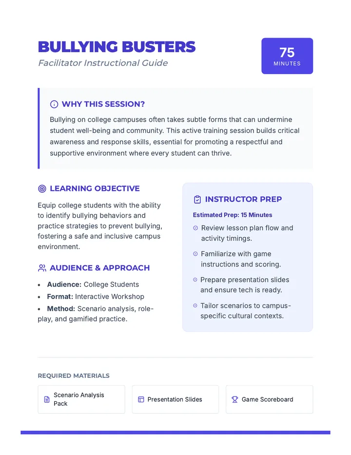 Bullying Busters Facilitator Guide