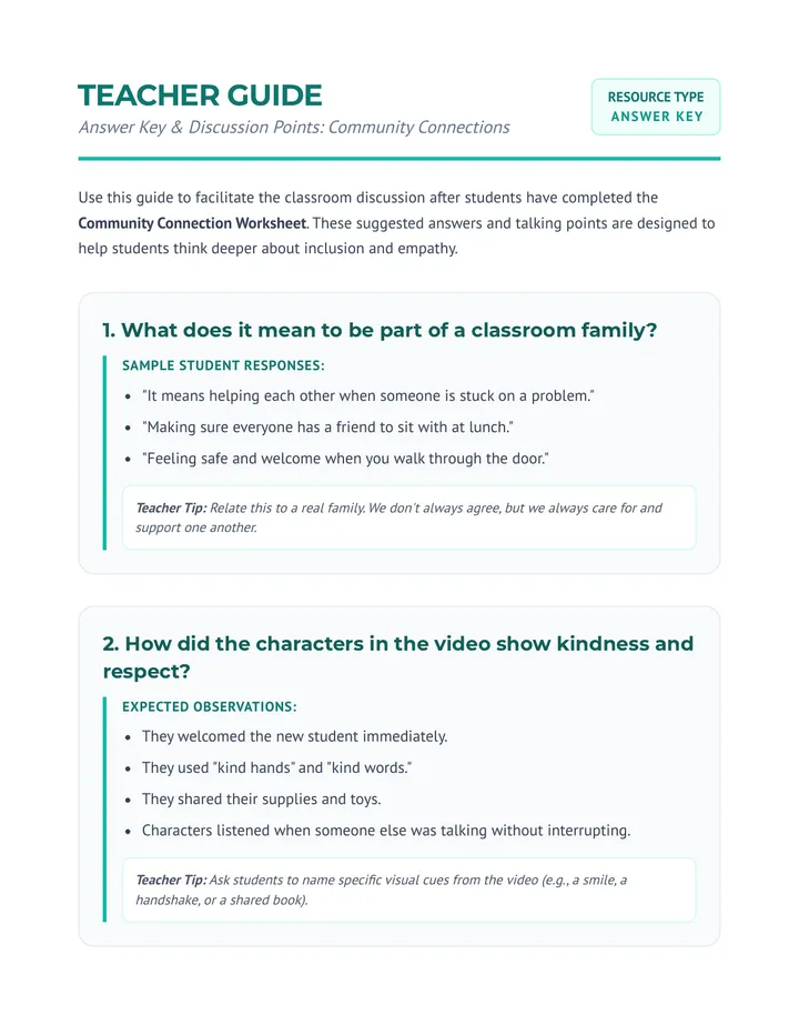 Community Connection Answer Key