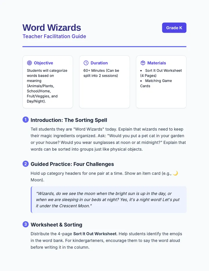 Word Wizard Teacher Guide
