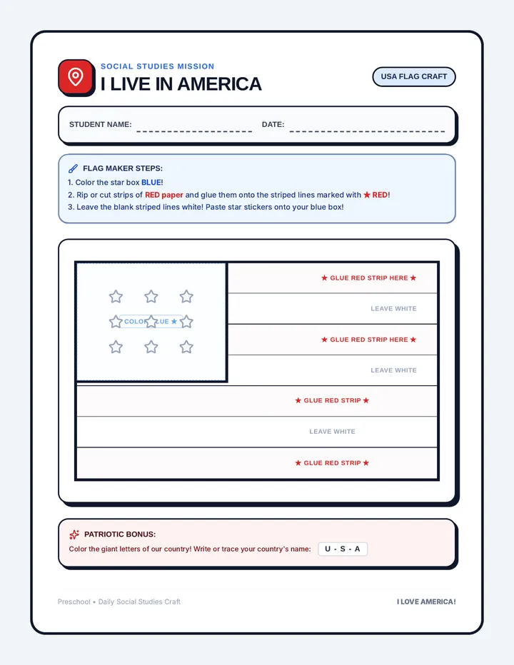 USA Flag Craft Template
