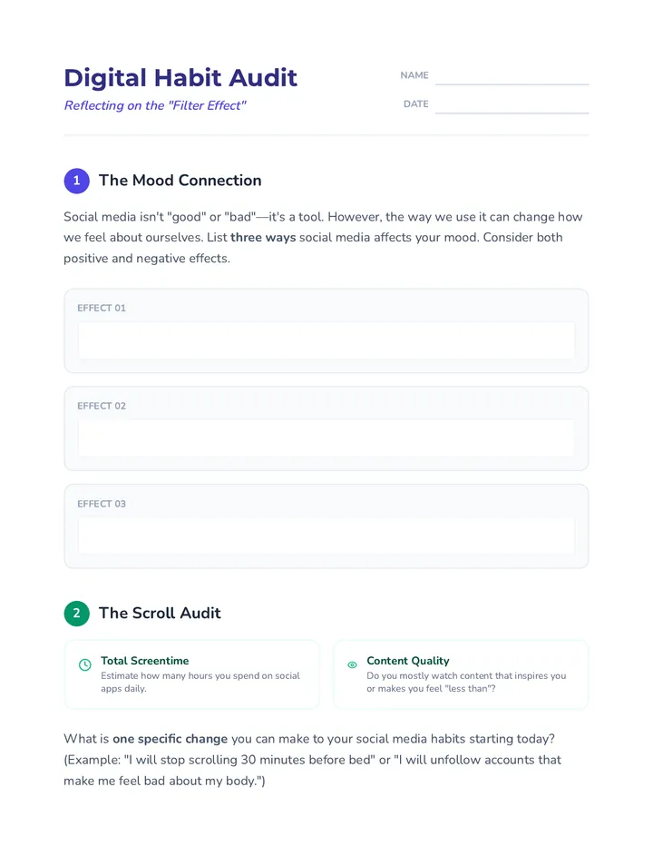 Social Media Habit Worksheet