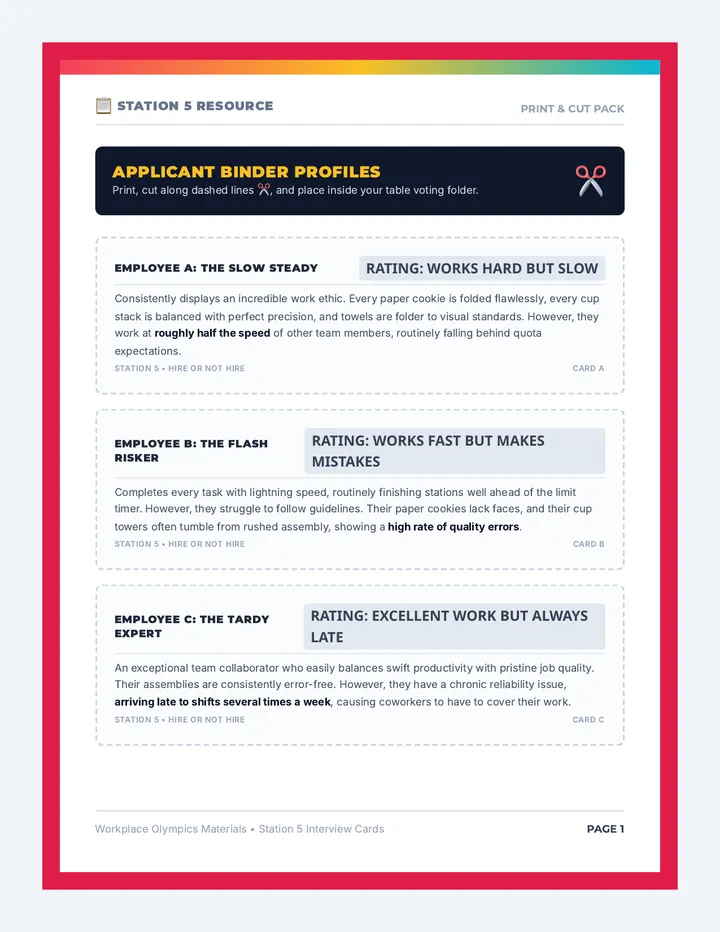 Olympics Game Cards