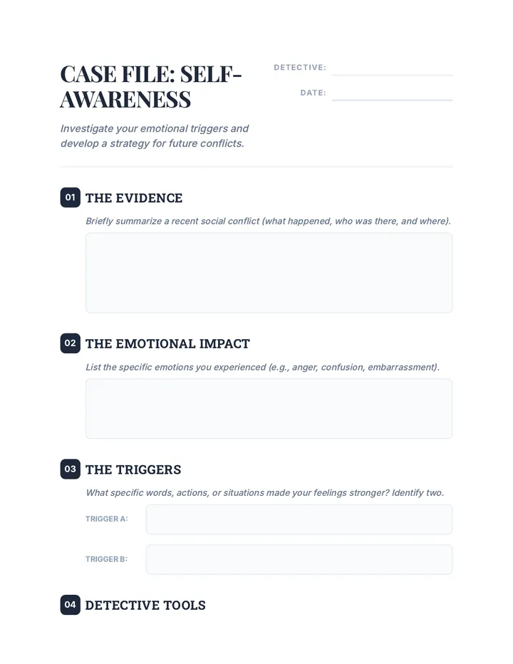 Self-Awareness Reflection Worksheet