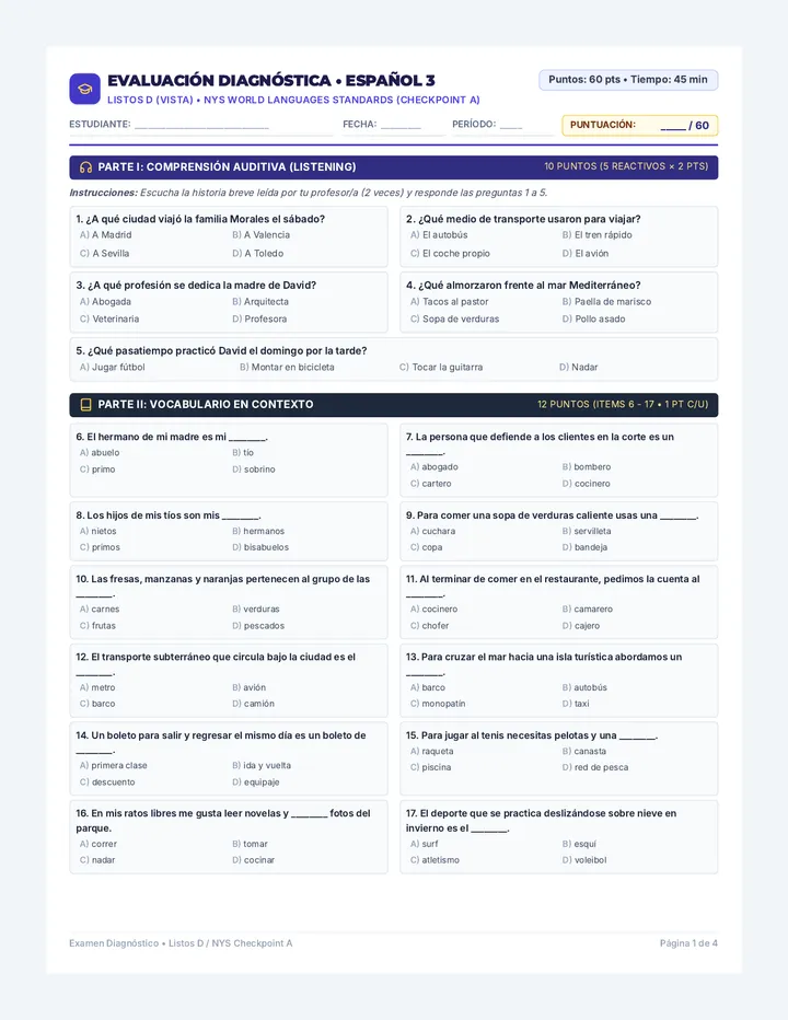Diagnostico Espanol Test