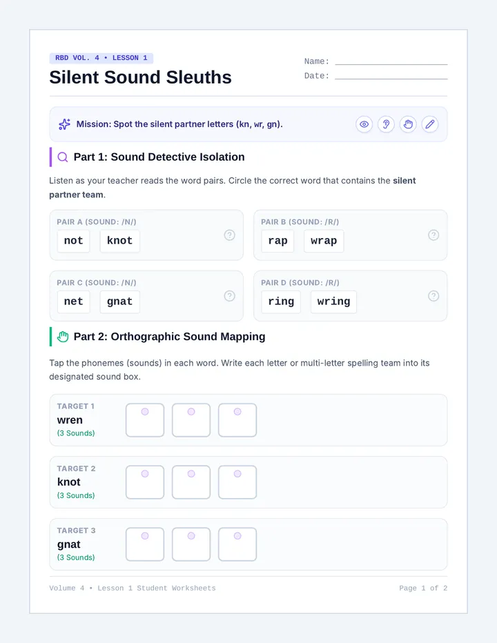 Silent Sleuths Worksheet