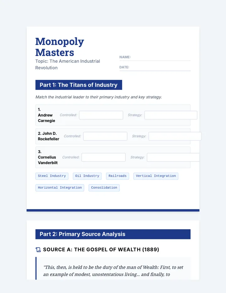 Monopoly Masters Worksheet