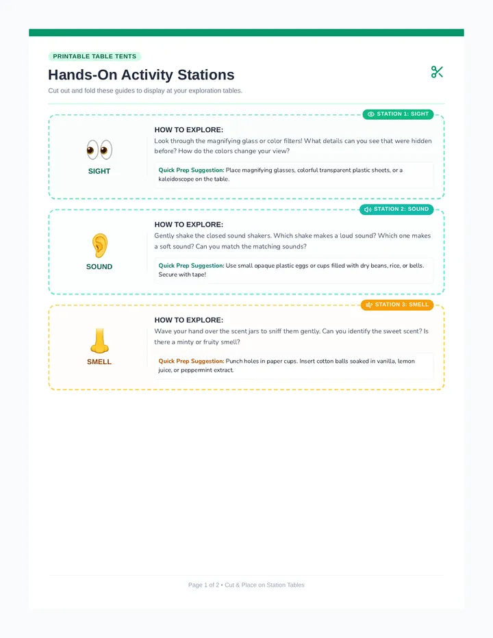 Sensory Stations Activity Cards