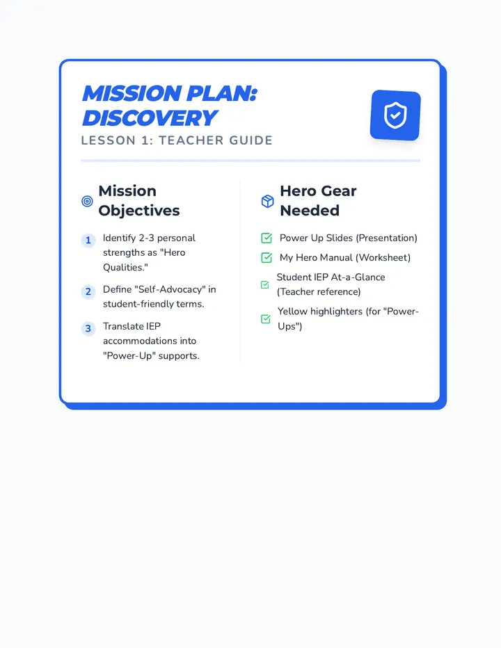 Discovery Mission Plan Teacher Guide
