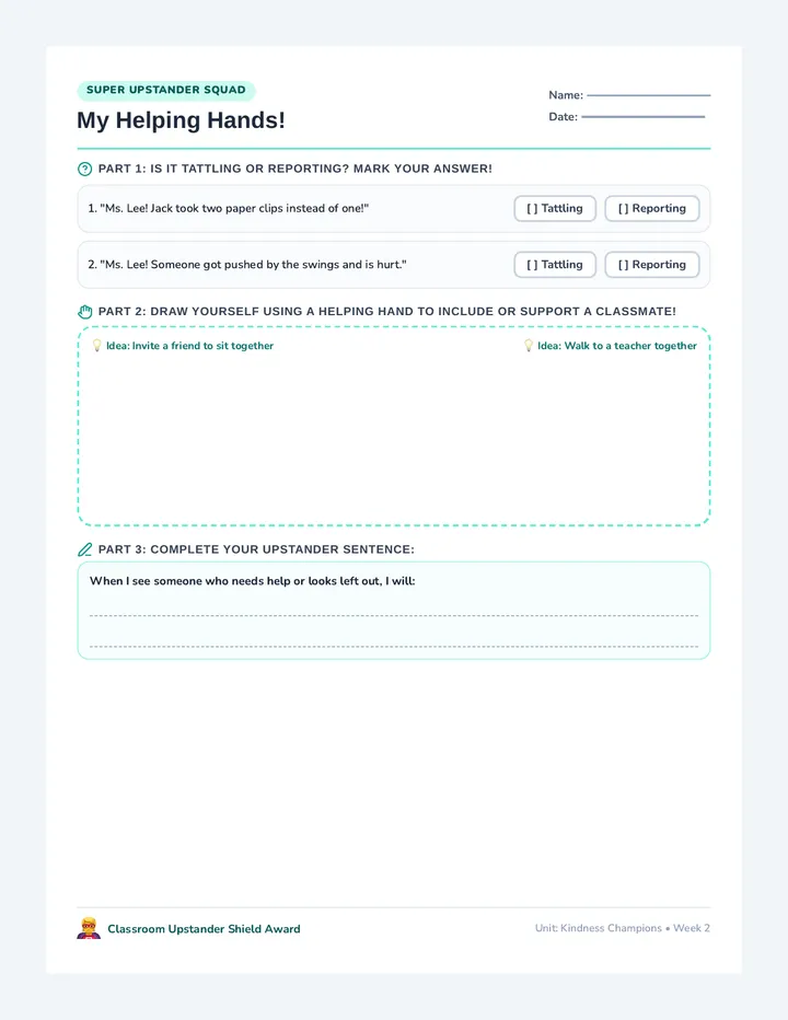 Upstander Power Worksheet