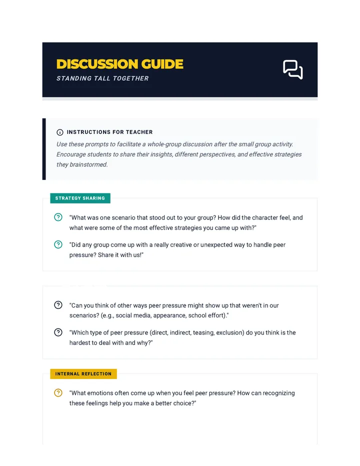 Standing Tall Discussion Guide