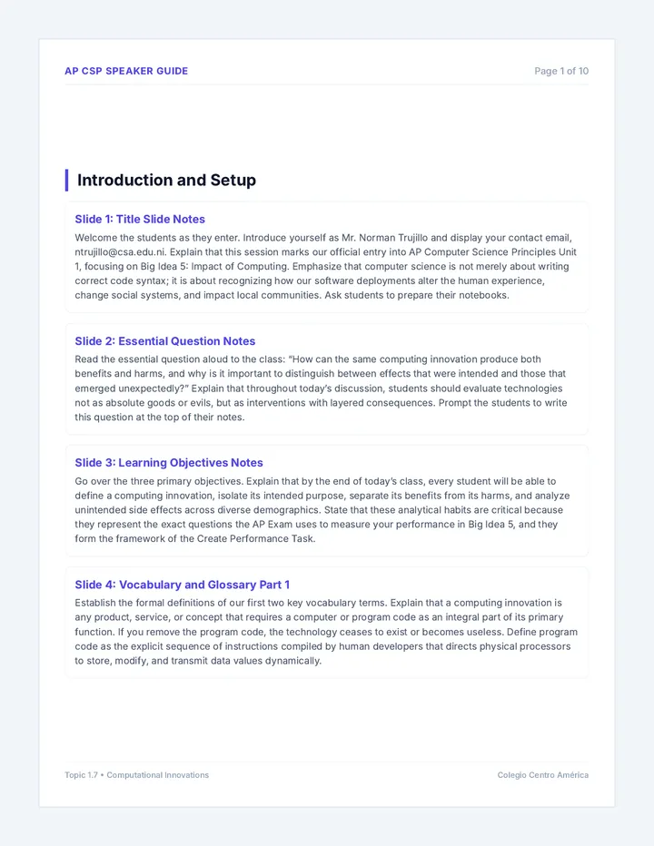 Computational Innovations Speaker Guide