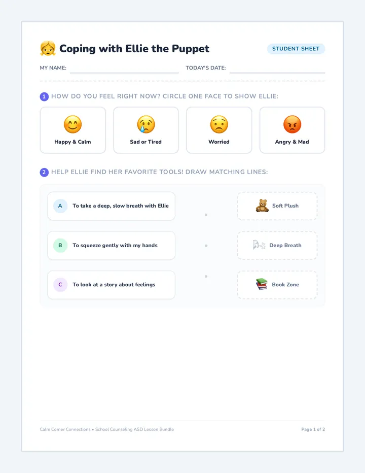 Calm Corner Activity Sheet