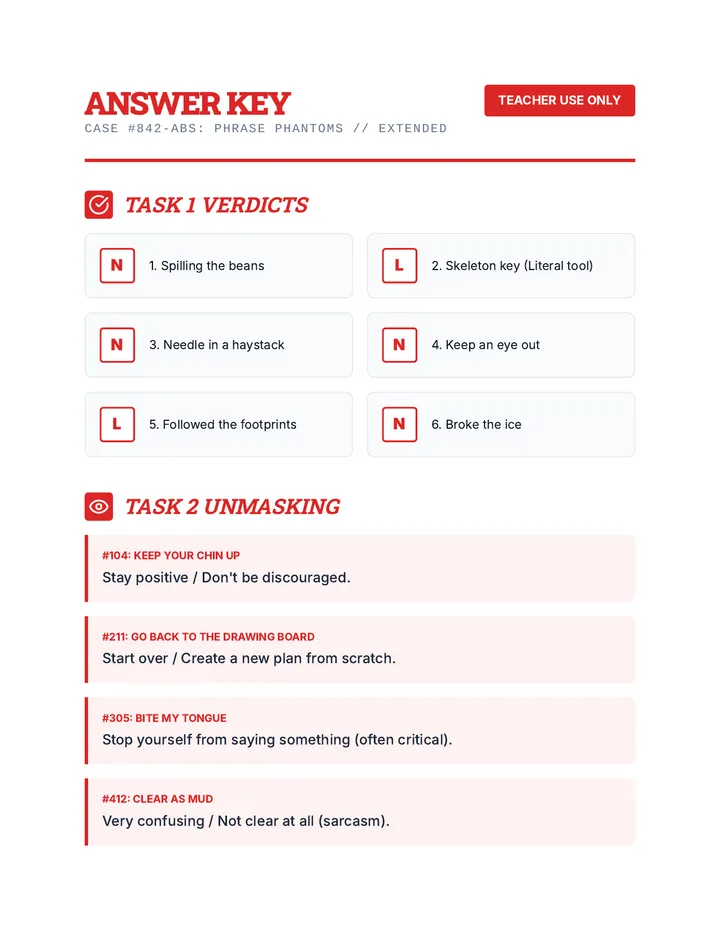 Phrase Phantoms Answer Key