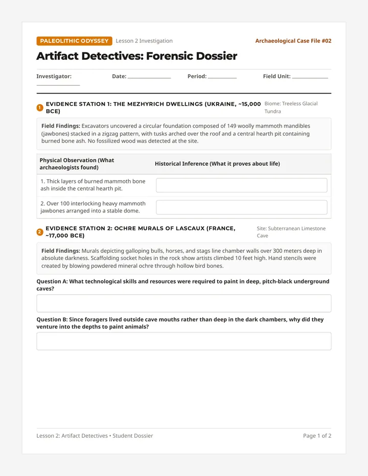 Artifact Detectives Student Dossier