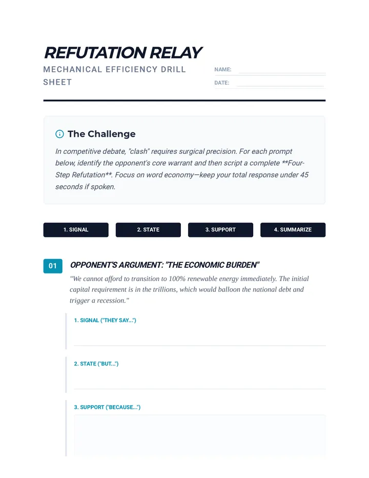 Refutation Relay Worksheet