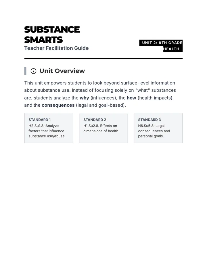 Substance Smarts Teacher Guide