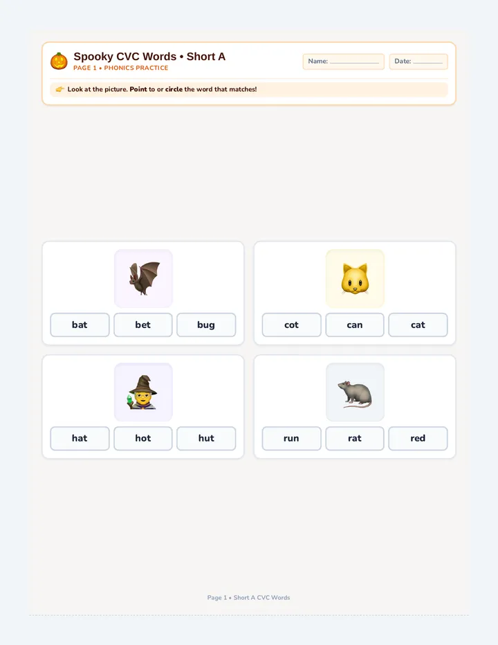 Spooky Skills Activity Packet