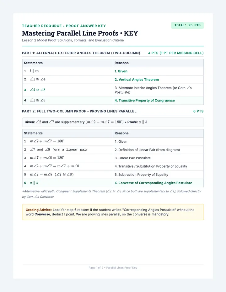 Line Proof Answer Key