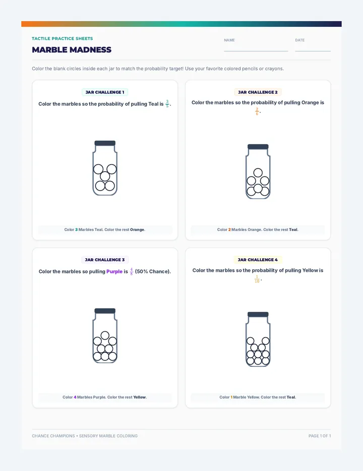 Marble Madness Worksheet