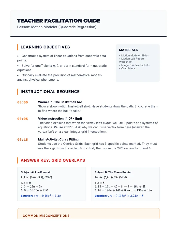 Motion Modeler Teacher Guide