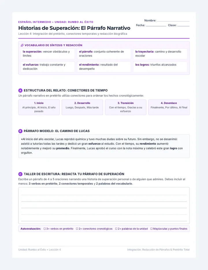Historias de Superacion Worksheet