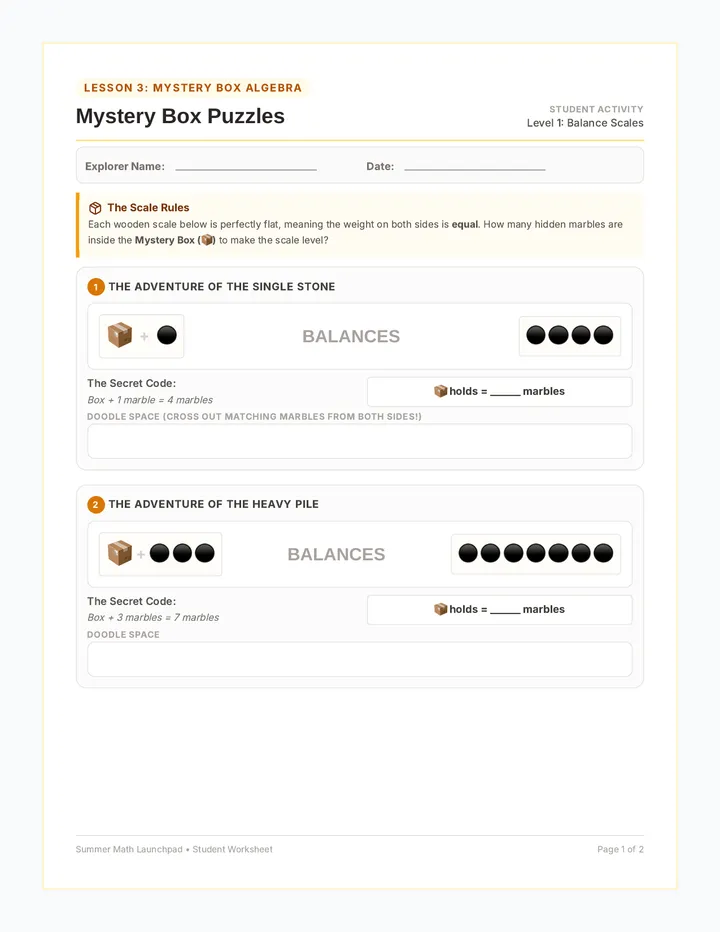 Mystery Box Puzzle Sheet