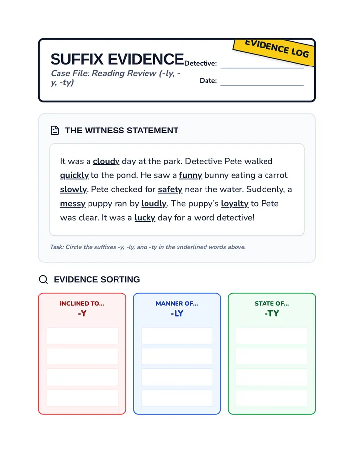 Suffix Evidence Worksheet