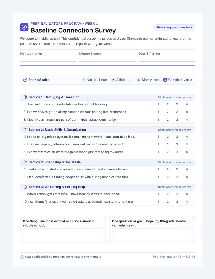 Baseline Connection Survey Form