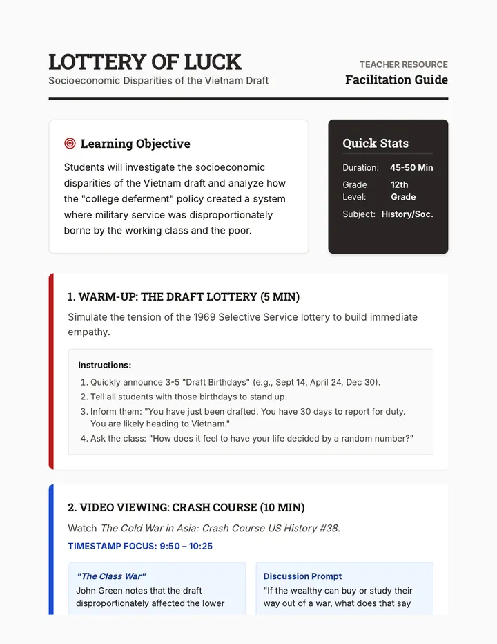 Privilege and Patriotism Teacher Guide
