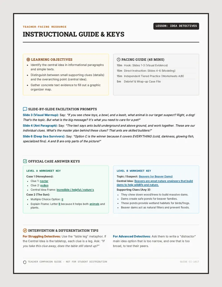 Idea Detectives Teacher Guide