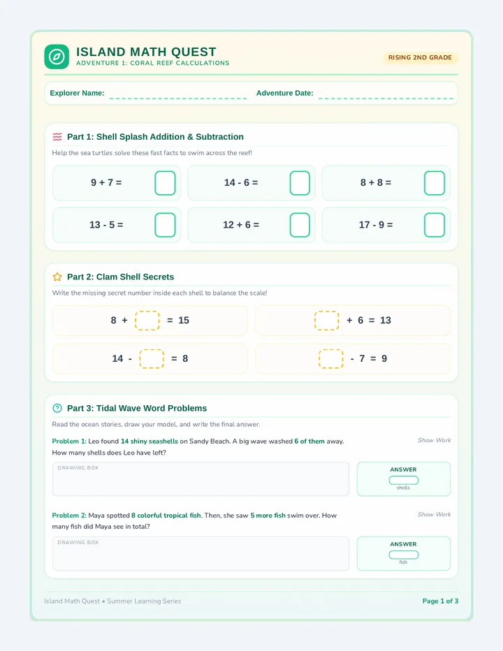 Island Quest Worksheet