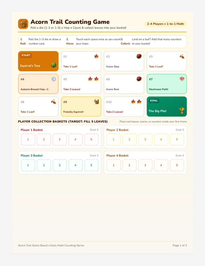 Acorn Trail Game Board