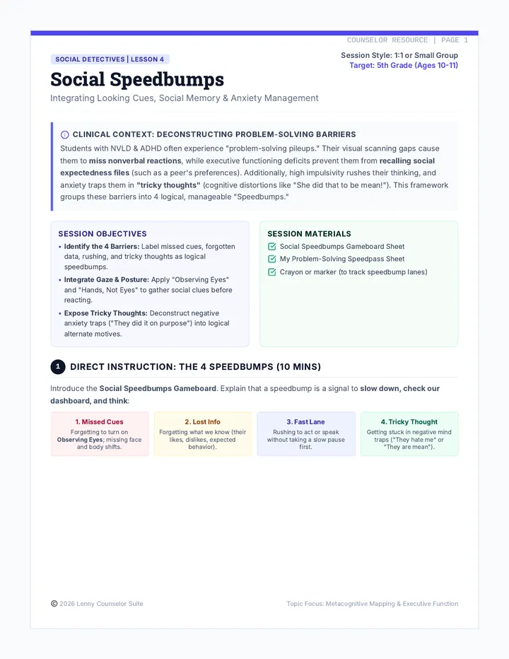 Social Speedbumps Counselor Guide