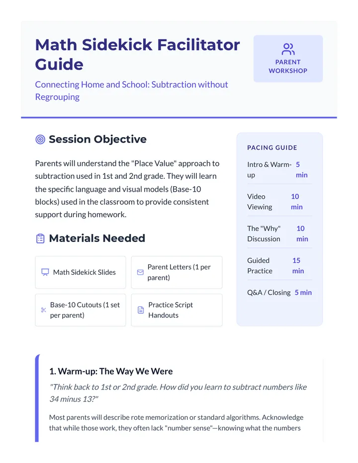 Math Sidekick Facilitator Guide
