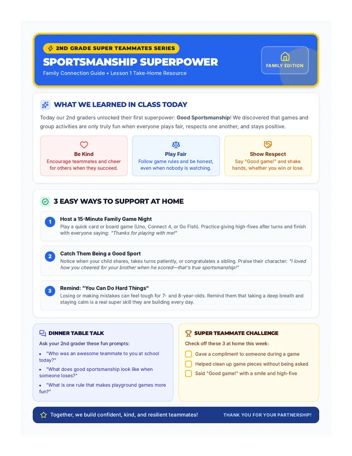 Sportsmanship Superpower Family Handout