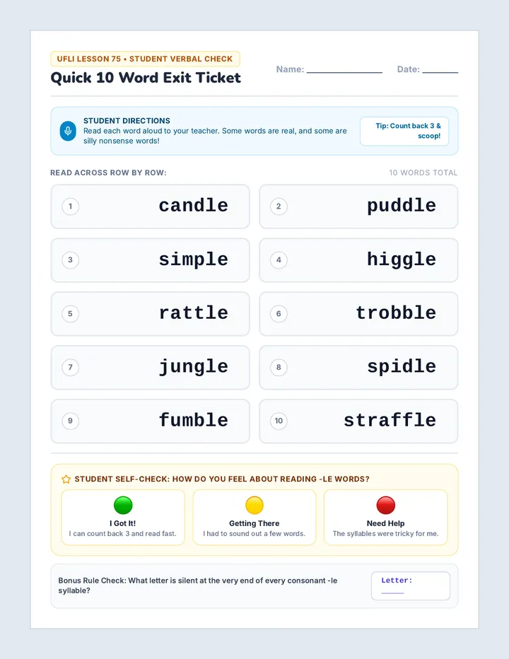 Verbal Check Exit Ticket