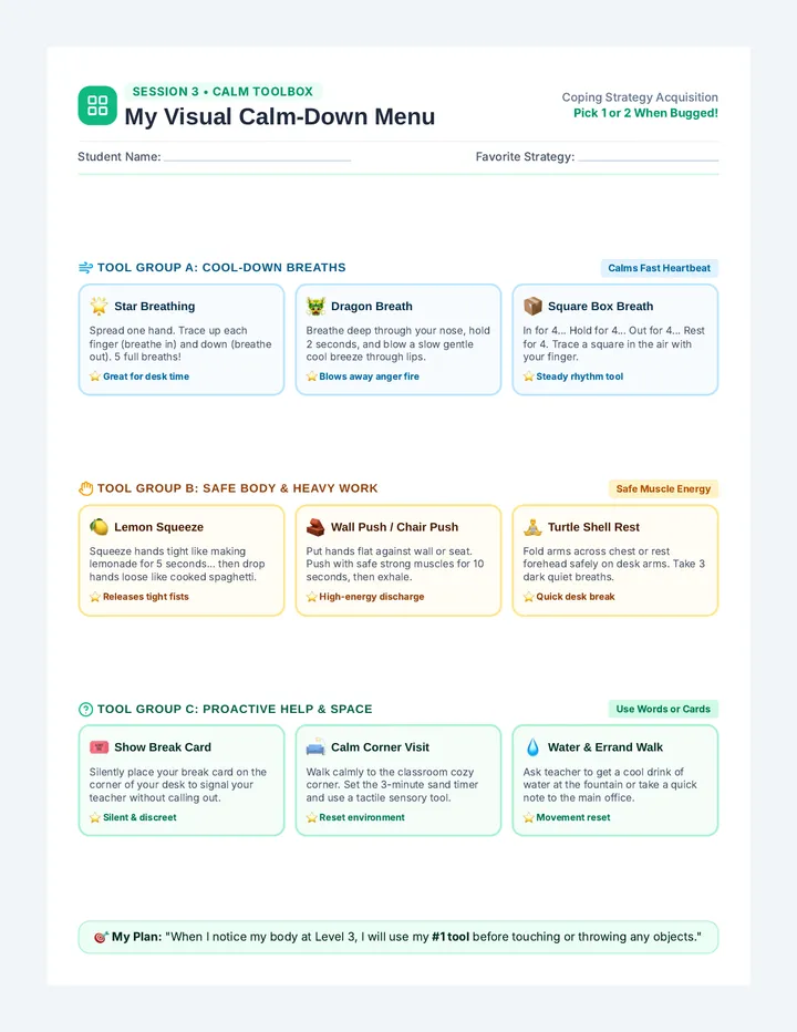 Calm Menu Visual Guide