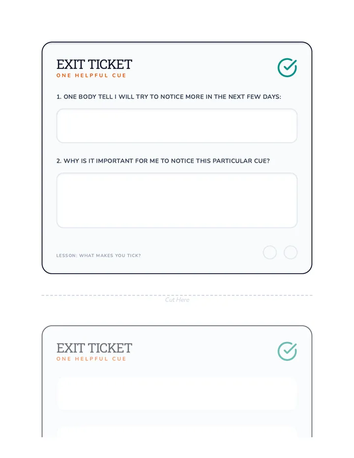 One Helpful Cue Exit Ticket