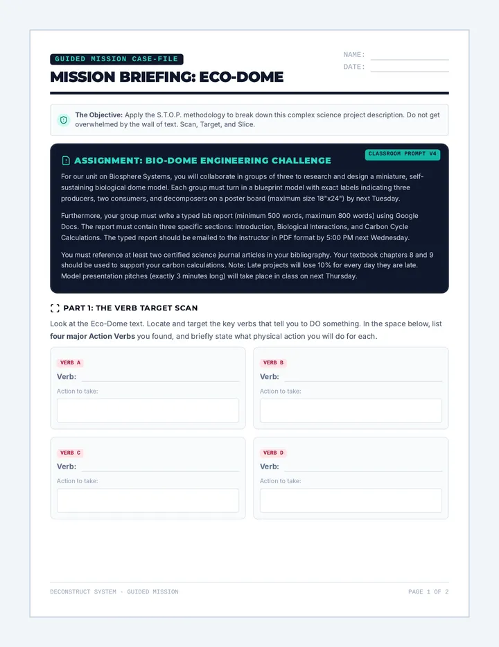 Mission Briefing Worksheet