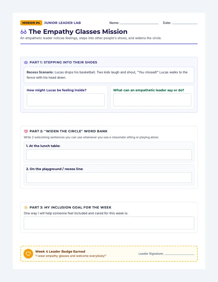 Empathy Glasses Mission Worksheet