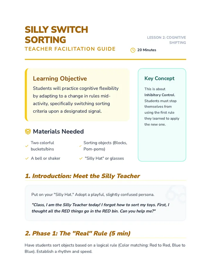 Silly Switch Sorting Teacher Guide