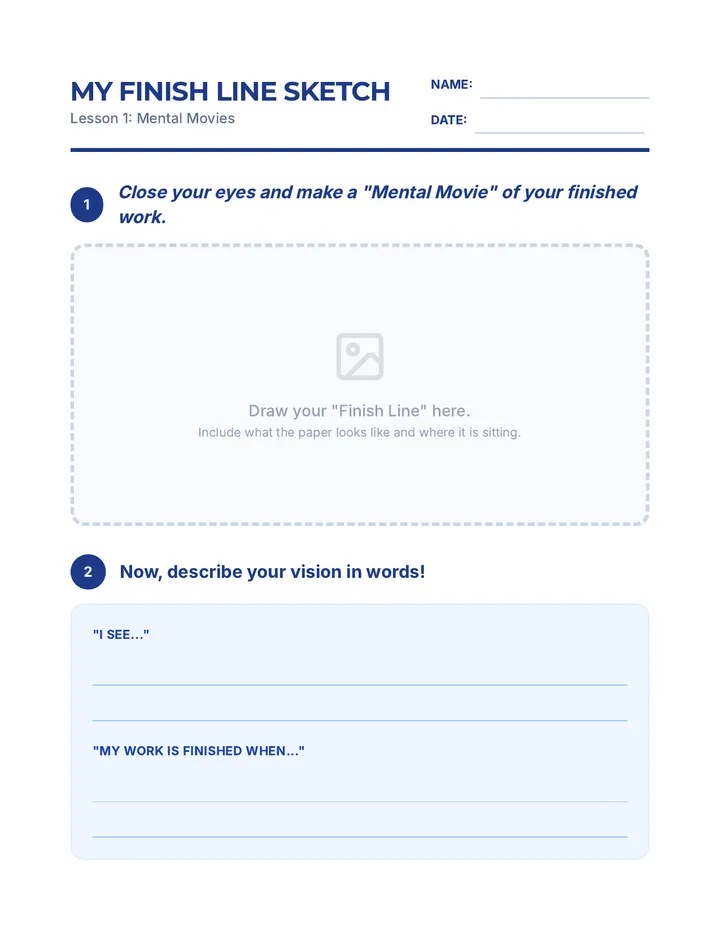 My Finish Line Sketch Worksheet