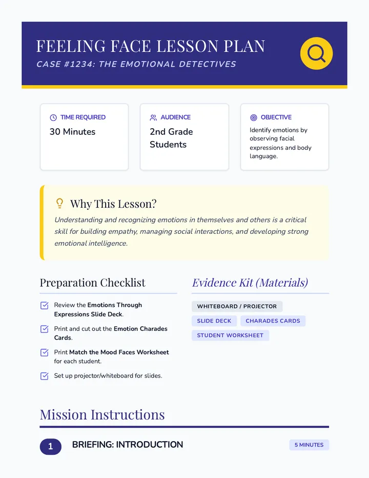 Feeling Face Lesson Plan