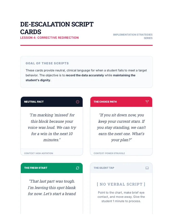 De Escalation Script Cards