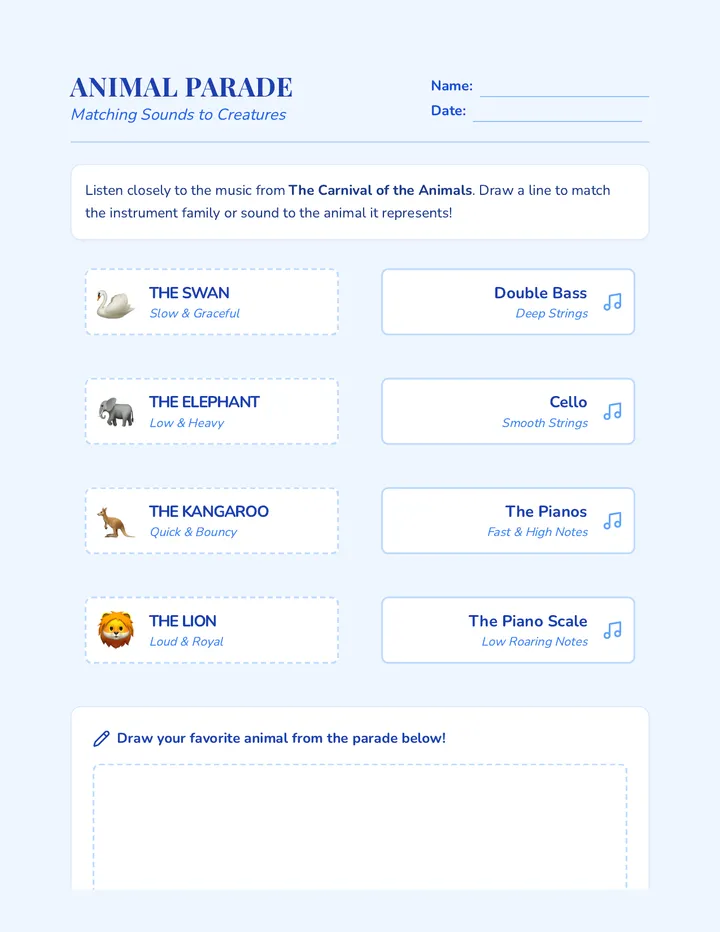 Animal Orchestra Worksheet